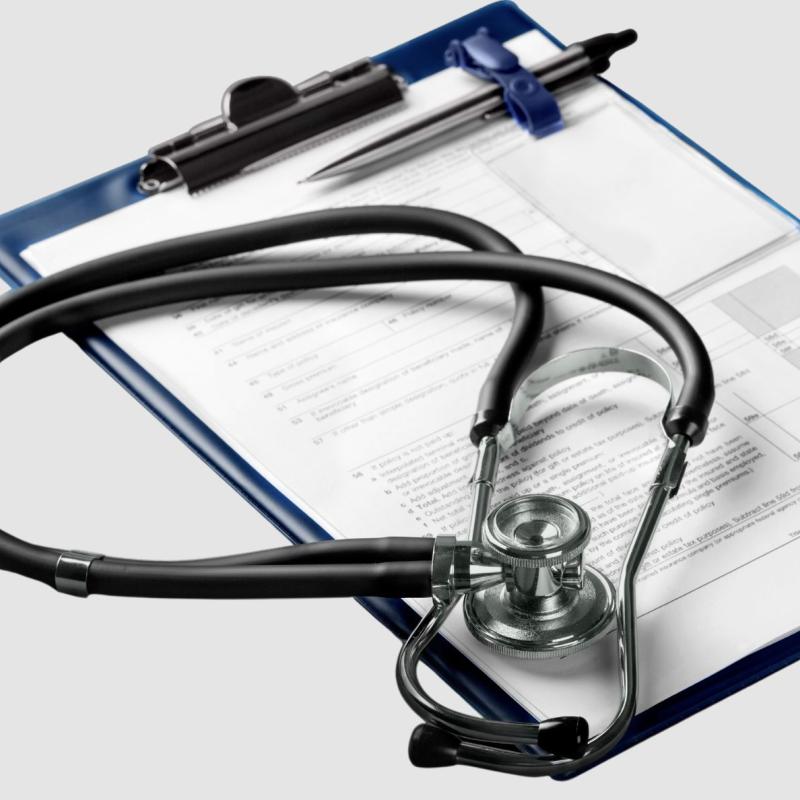 Image of stethoscope and medical chart.